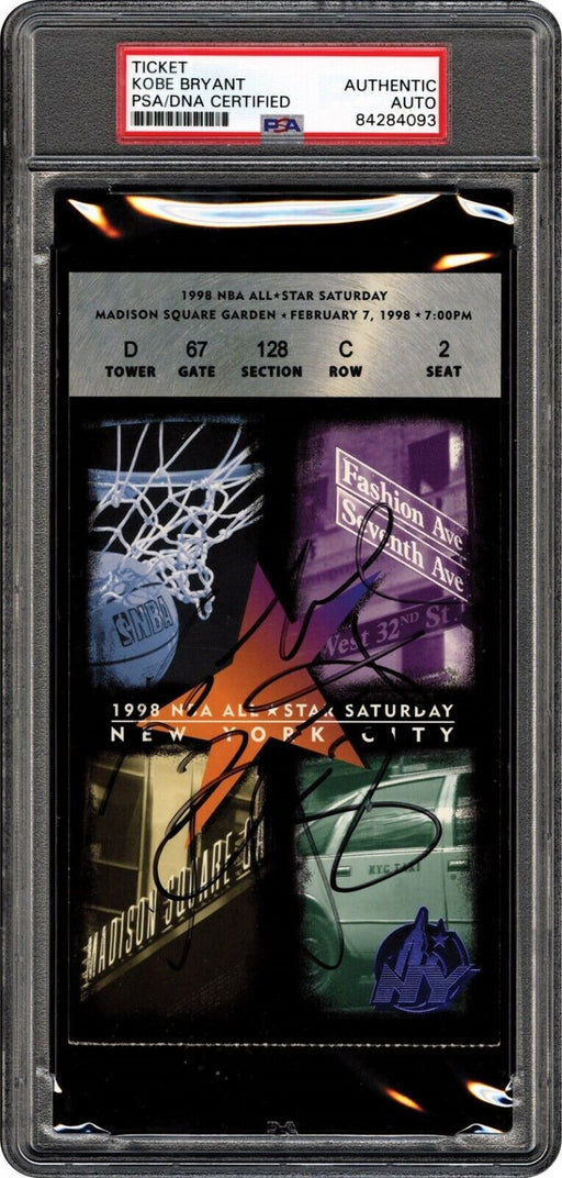 Historic Kobe Bryant Signed 1998 First All Star Game Ticket PSA DNA COA