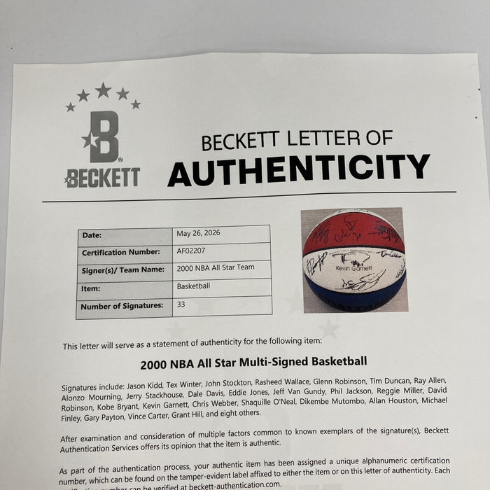 Kobe Bryant 2000 All Star Game Team Signed Basketball Beckett COA