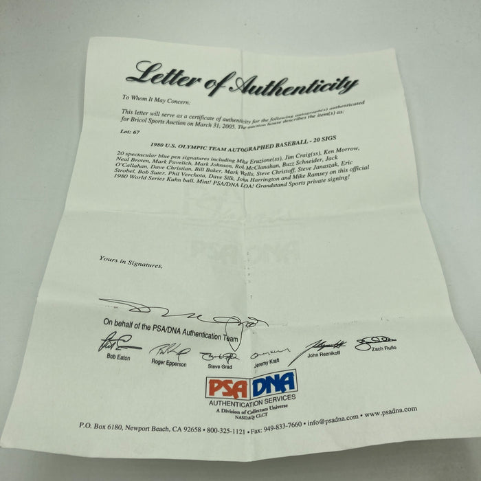 1980 Miracle On Ice Team USA Olympics Hockey Signed Baseball JSA COA