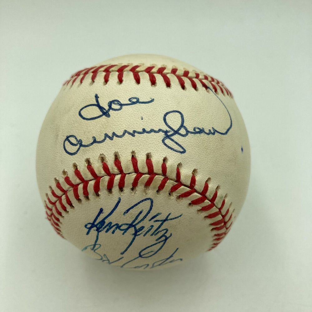 Joe Cunningham Ken Reitz Bob Costas Roy Sievers Danny McKay Signed Baseball JSA