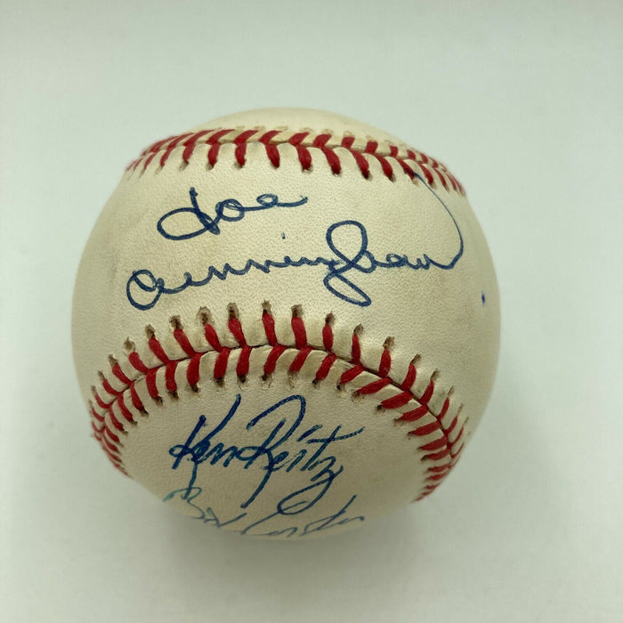 Joe Cunningham Ken Reitz Bob Costas Roy Sievers Danny McKay Signed Baseball JSA