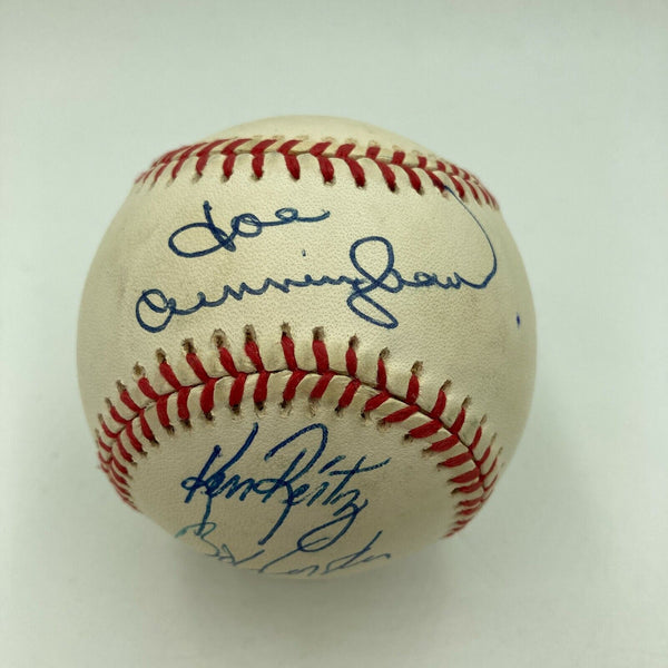 Joe Cunningham Ken Reitz Bob Costas Roy Sievers Danny McKay Signed Baseball JSA