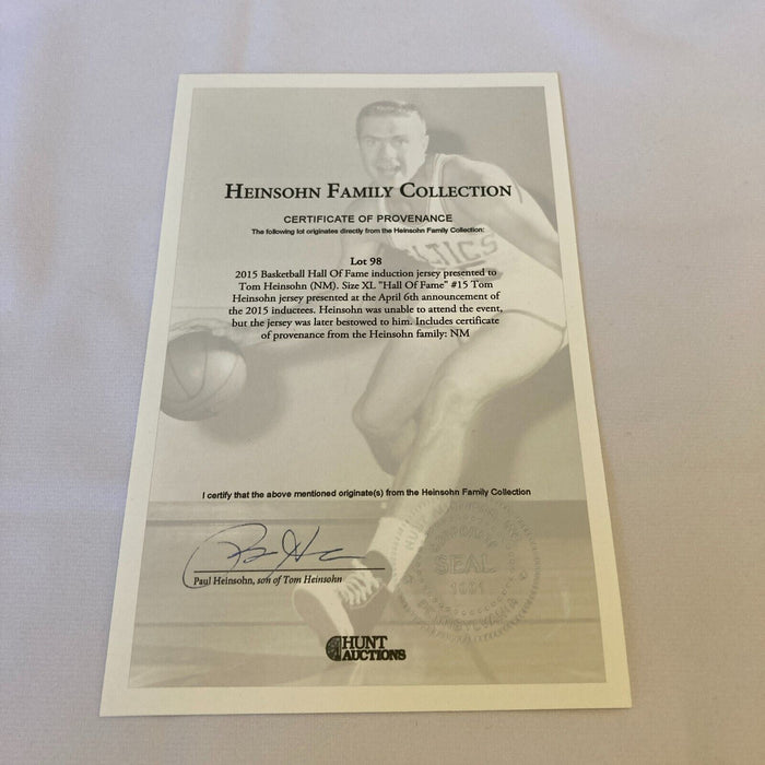 Tom Heinsohn's Personal 2015 Basketball Hall Of Fame Induction Jersey With COA