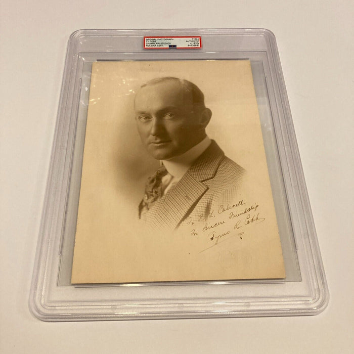 Beautiful Ty Cobb Signed 1920's Type 1 Studio Photo PSA DNA Auto