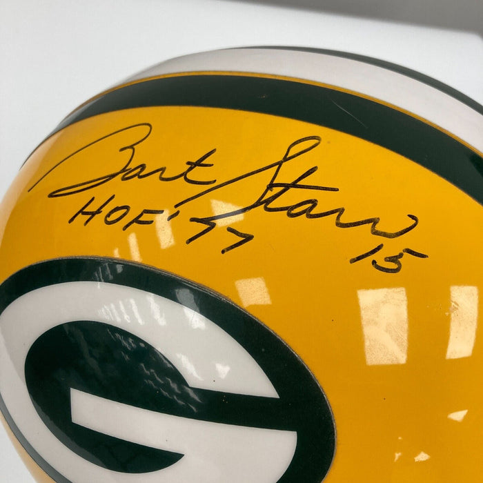 Bart Starr Hall Of Fame 1977 Signed Full Size Green Bay Packers Helmet JSA COA