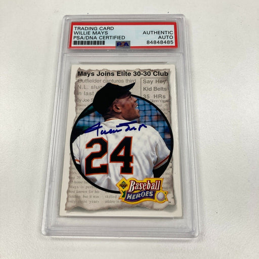 1992 Upper Deck Willie Mays Baseball Heroes Signed Baseball Card PSA DNA