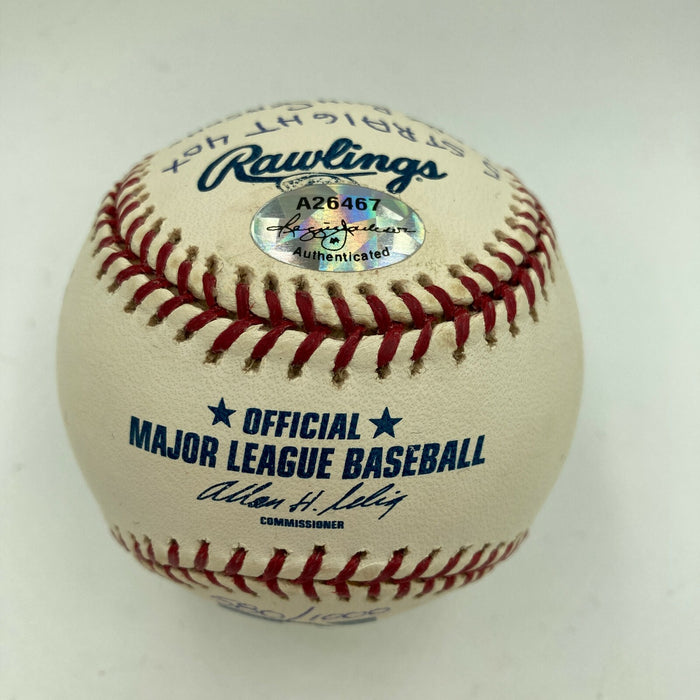 Duke Snider Signed Heavily Inscribed Career STAT Baseball Reggie Jackson COA