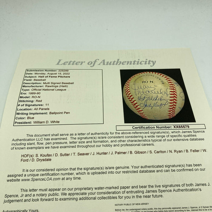 Sandy Koufax Tom Seaver Bob Gibson HOF Pitching Legends Signed Baseball JSA COA