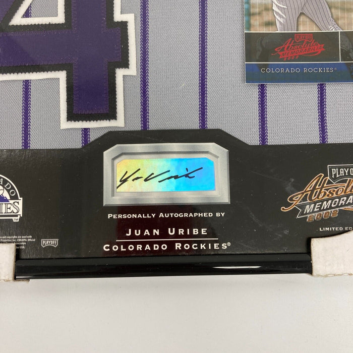 2002 Playoff Absolute Memorabilia Juan Uribe Auto Patch Framed Display Rockies