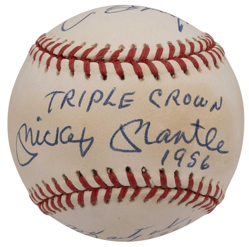 Beautiful Mickey Mantle Triple Crown 1956 Signed Inscribed Baseball PSA DNA