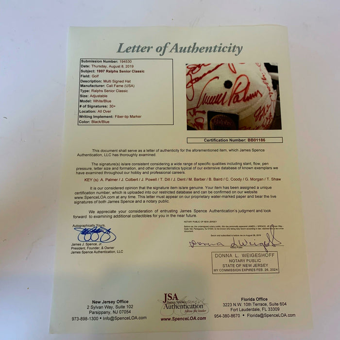 PGA 1997 Ralphs Senior Classic Signed Hat Arnold Palmer 35 Sigs JSA COA Golf
