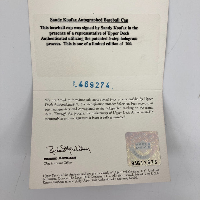 Sandy Koufax Signed Brooklyn Dodgers Game Model Hat UDA COA 19/100