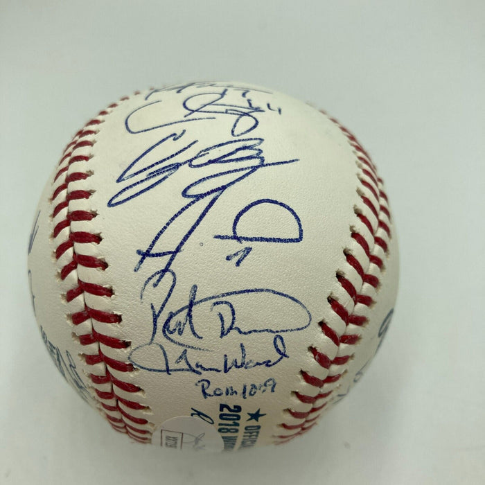 2018 Los Angeles Dodgers NL Champs Team Signed World Series Baseball JSA COA
