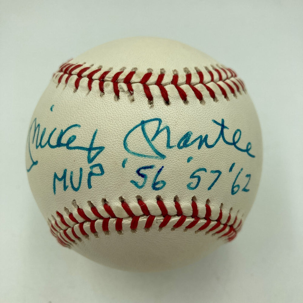Mickey Mantle "MVP 1956 1957 1962" Signed Inscribed American League Baseball JSA