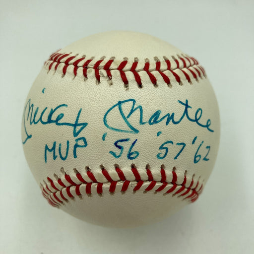 Mickey Mantle "MVP 1956 1957 1962" Signed Inscribed American League Baseball JSA