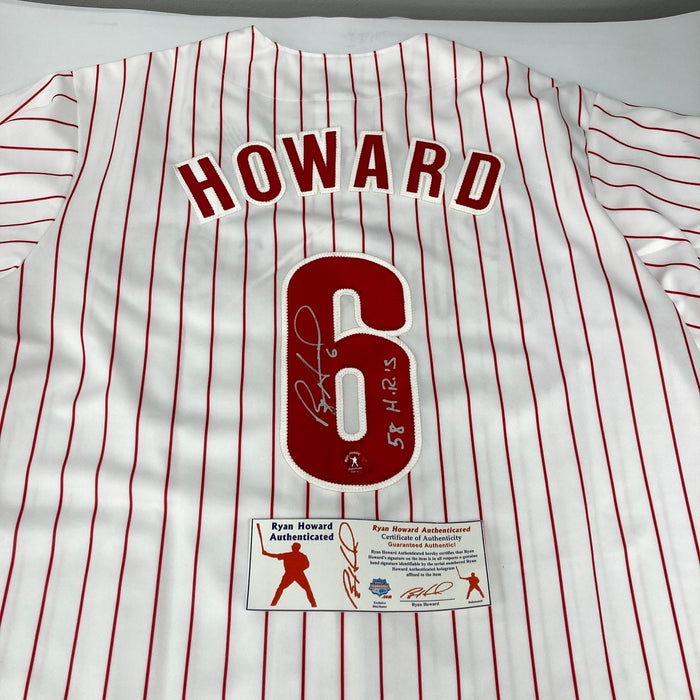 Ryan Howard Signed & Inscribed "58 HR's" Philadelphia Phillies Jersey With COA