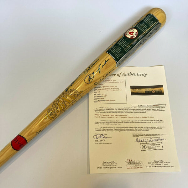 1967 Boston Red Sox AL Champs Team Signed Baseball Bat Carl Yastrzemski JSA COA