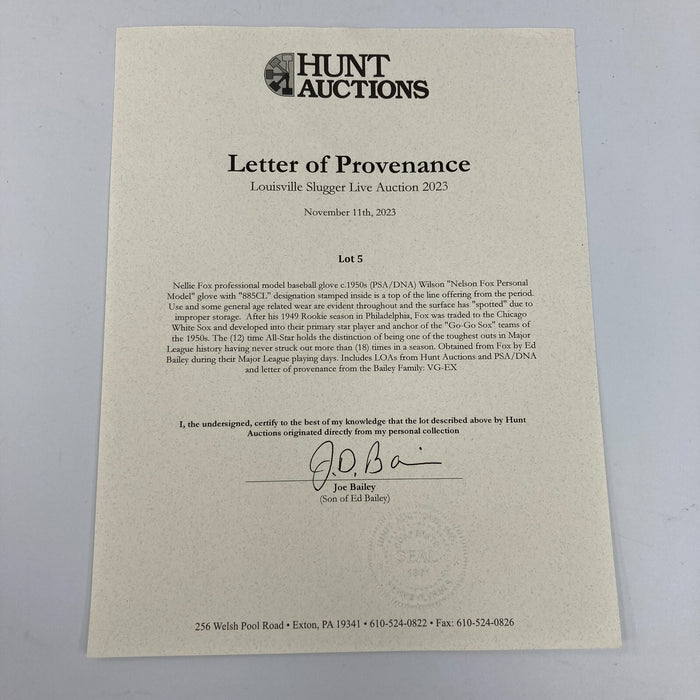 Nellie Foxx 1961 Game Used Baseball Glove PSA DNA COA RARE