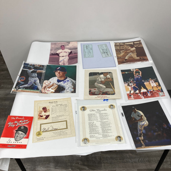 Lot Of (18) Signed MLB Baseball Photos Jose Canseco Bob Feller Don Larsen