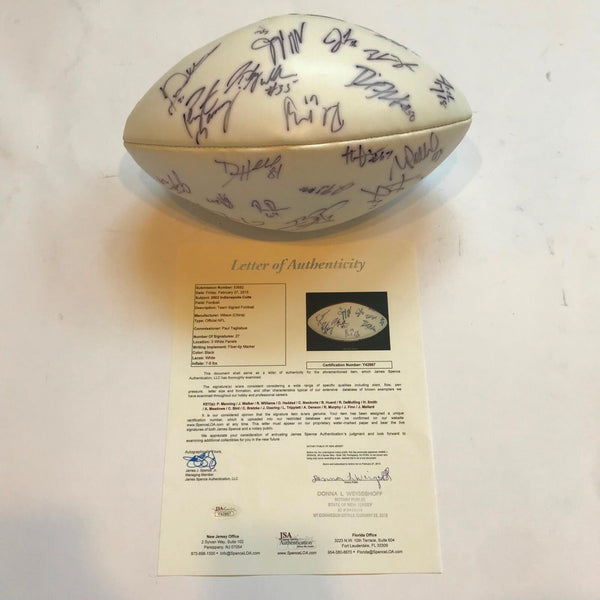 2002 Indianapolis Colts Team Signed NFL Football Peyton Manning 27 Sigs JSA COA