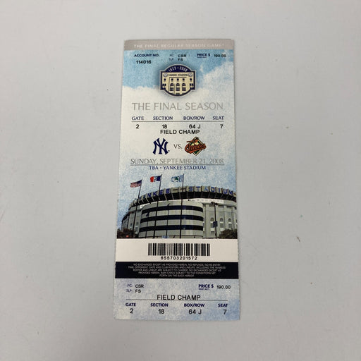 The Final Game At The Old Yankee Stadium Original Ticket September 21, 2008