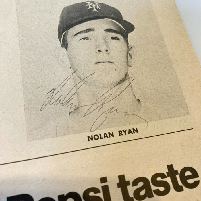 Nolan Ryan Rookie Signed Vintage 1968 New York Mets Program With JSA COA
