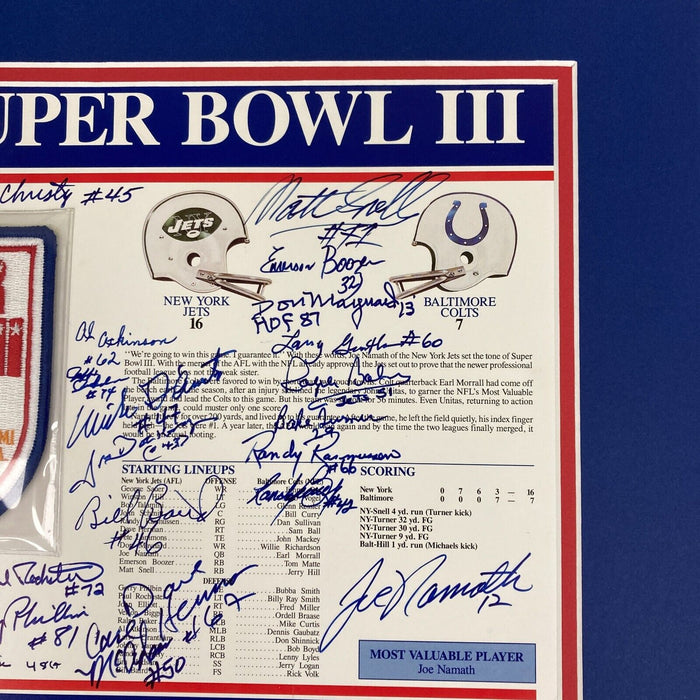 1968 New York Jets Super Bowl Champs Team Signed Commemorative Patch JSA COA