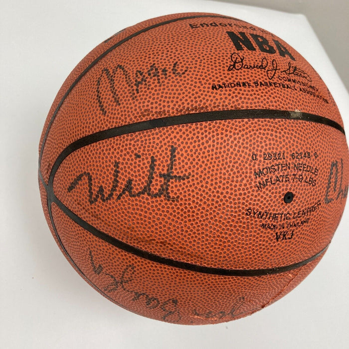 Wilt Chamberlain Abdul-Jabbar Magic Johnson Lakers Greats Signed Basketball PSA