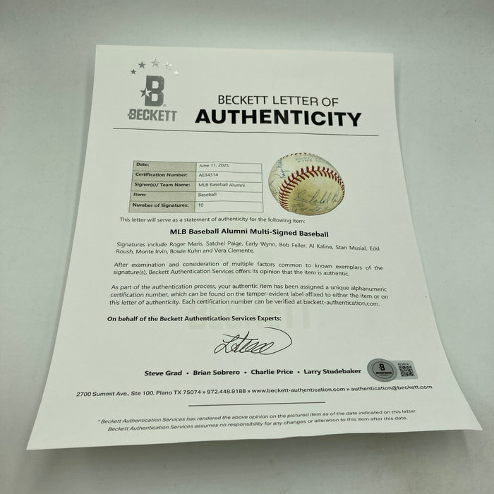 Satchel Paige Roger Maris Stan Musial HOF Legends Signed 1960's Baseball Beckett