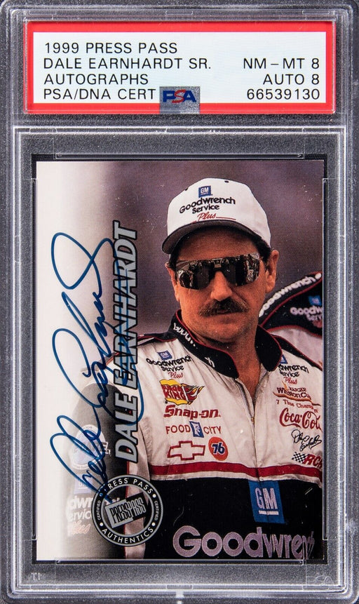 1999 Press Pass Dale Earnhardt Sr.  Autographs Signed Card #25/75 PSA 8