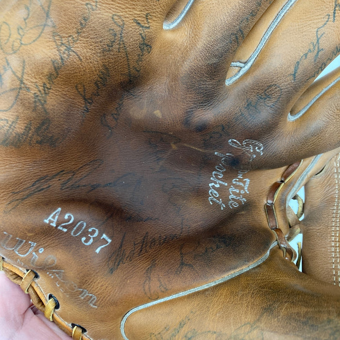 1954 New York Yankees Team Signed Baseball Glove 55 Sigs Mickey Mantle PSA DNA