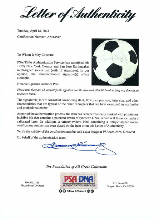 Pele 1970's New York Cosmos Team Signed Vintage Soccer Ball PSA DNA COA