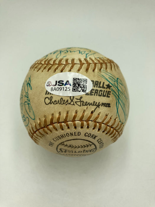 1976 All Star Game Team Signed Baseball Thurman Munson Hank Aaron JSA COA
