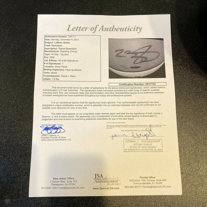 Lebron James Signed 2006 All Star Game Basketball #43/50 UDA Holo & JSA COA