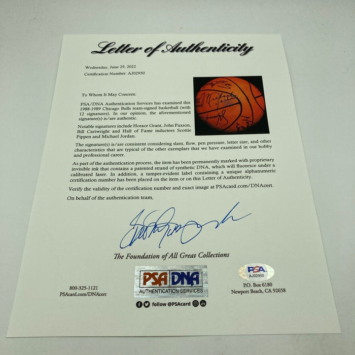 Michael Jordan 1988-89 Chicago Bulls Team Signed Basketball PSA DNA & Beckett