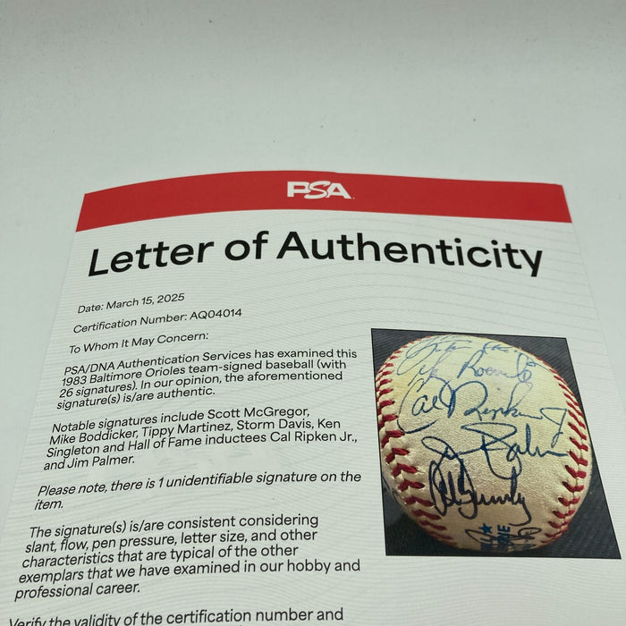 1983 Baltimore Orioles World Series Champs Team Signed Baseball PSA DNA COA