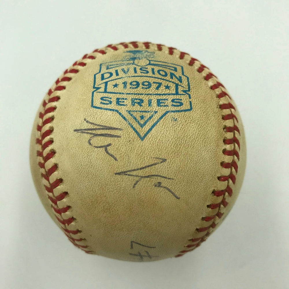 1997 Yankees Indians ALDS Playoffs Game Used Baseball Signed By All Umpires