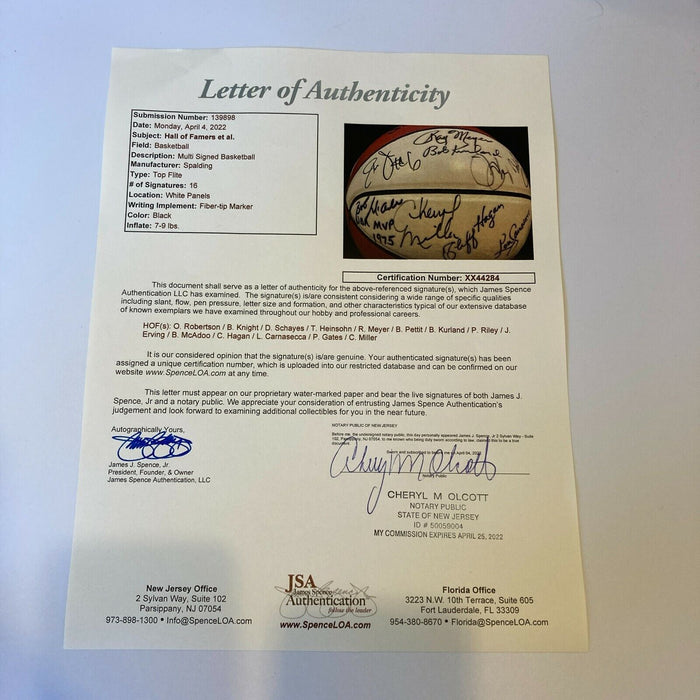 Julius Erving Oscar Robertson HOF Legends Signed Basketball 16 Sigs JSA