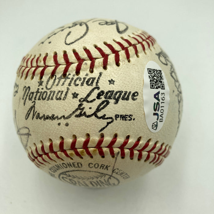 Mickey Mantle Joe DiMaggio Pie Traynor Hall Of Fame Multi Signed Baseball JSA