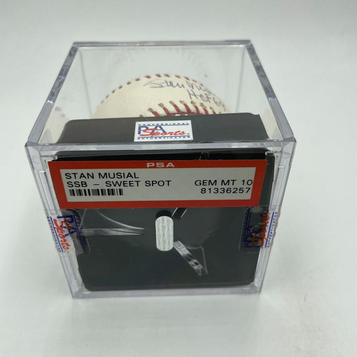 Stan Musial HOF 1969 Signed MLB Baseball PSA DNA Graded GEM MINT 10