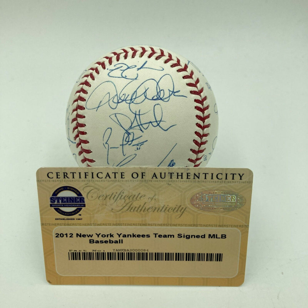 2012 New York Yankees Team Signed Baseball Derek Jeter Mariano Rivera Steiner