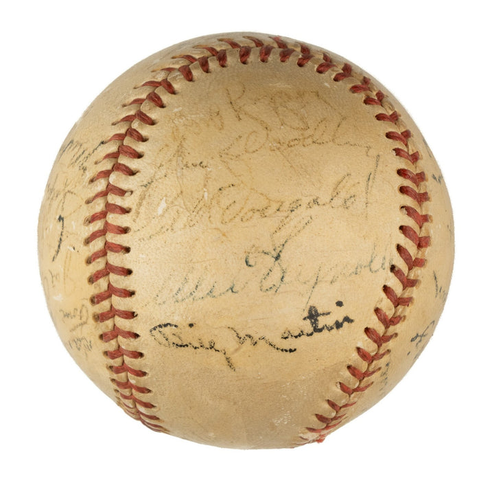 1952 New York Yankees World Series Champs Team Signed Baseball Mickey Mantle JSA