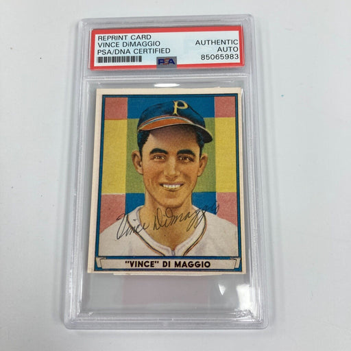 1941 Play Ball Vince Dimaggio Signed 1980's Baseball Card PSA DNA Auto
