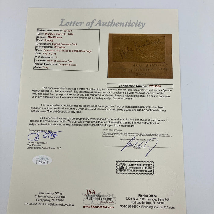 Nile Kinnick Signed 1939 Heisman Trophy Ticket PSA DNA & JSA COA RARE