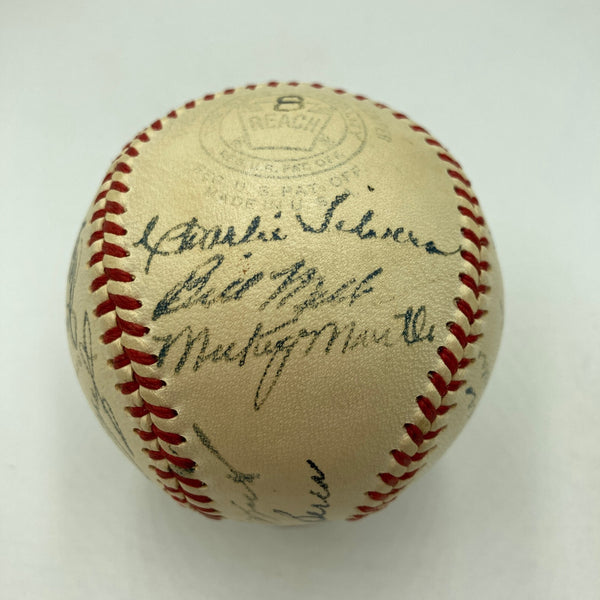 1952 New York Yankees World Series Champs Team Signed Baseball Mickey Mantle JSA