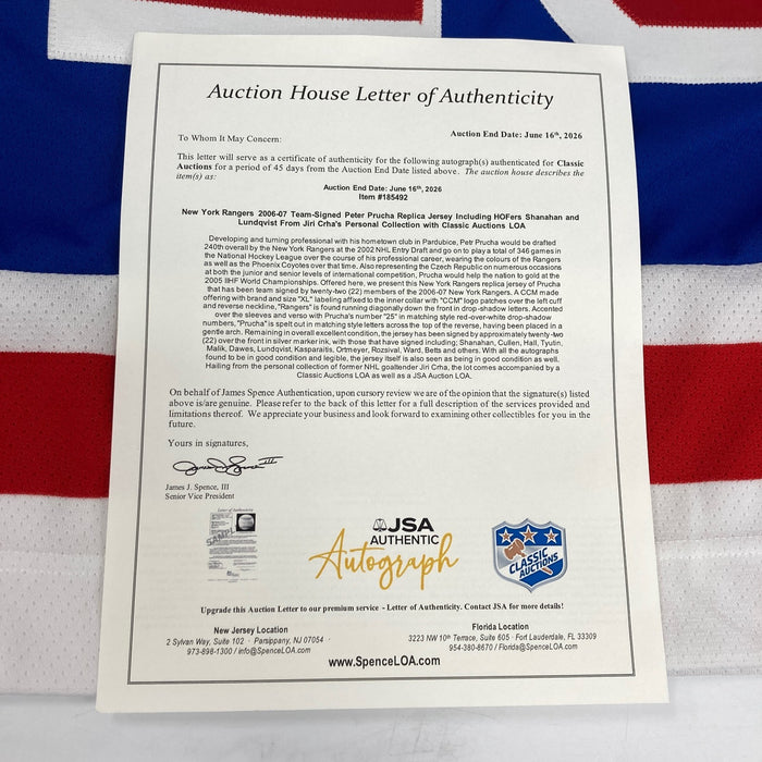2006-2007 New York Rangers Team Signed Authentic Jersey JSA COA