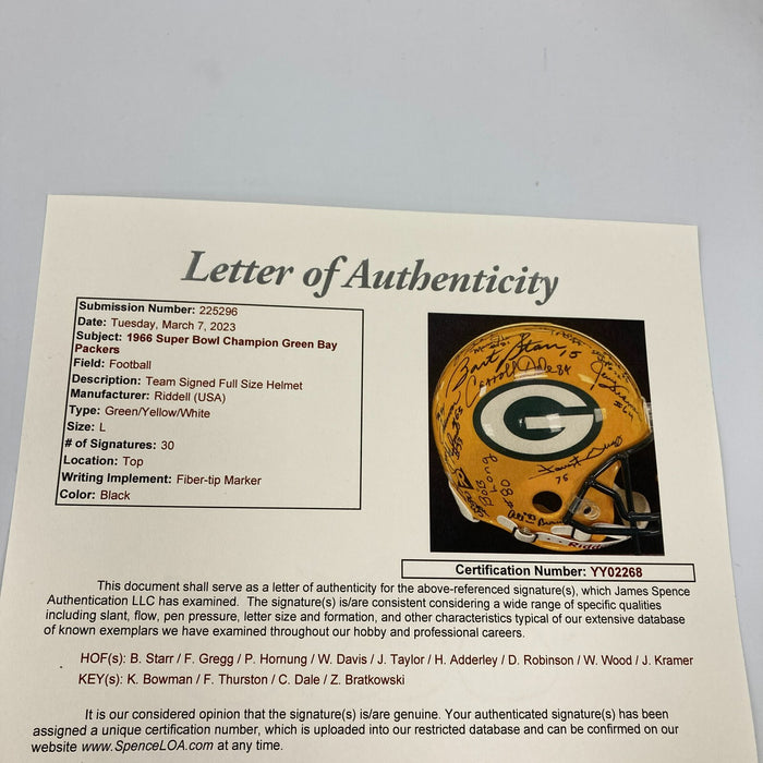 1966 Green Bay Packers Super Bowl 1 Champs Team Signed Authentic Helmet JSA COA