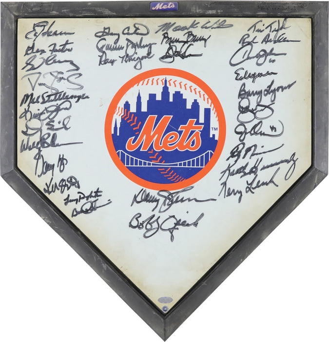 1986 New York Mets World Series Champs Team Signed Home Plate Steiner COA