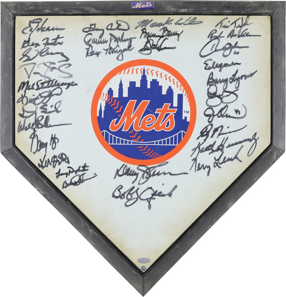 1986 New York Mets World Series Champs Team Signed Home Plate Steiner COA