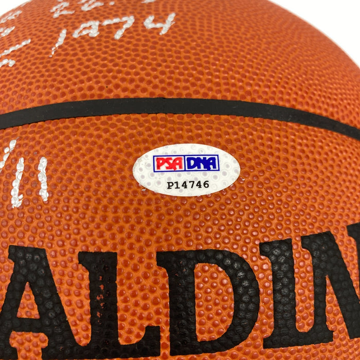 Bill Russell Full Name Signed Heavily Inscribed STAT Basketball #9/11 PSA DNA